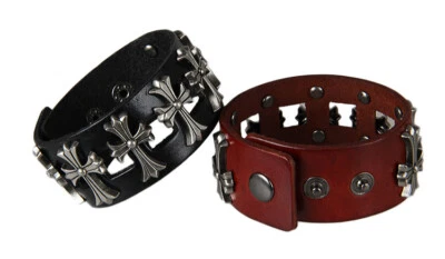 Pulseras de cuero ajustables para hombres mujeres con tachuelas punk rock brazalete pulseras regalo Foto 1 de 4