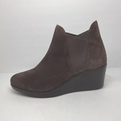 Crocs Botas Mujer’s 11 Leigh Tacón Cuña Chelsea Botines Gamuza Espresso Foto 1 de 4