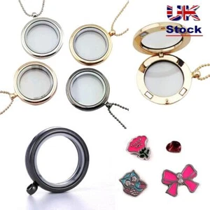Charms Floating Jewelry Living Memory Round Glass Locket Pendant Necklace - Picture 1 of 15