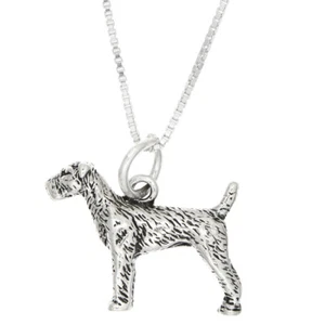 Sterling Silver 3D Airedale Terrier Dog Charm Necklace - Picture 1 of 2