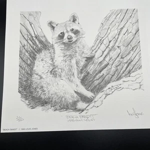 Vintage Louis Jones Print, “Beach Bandit” Sketchbook Series #211/350 1989 9 x 10 - Picture 1 of 8
