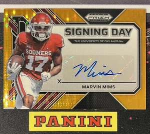 2023 Prizm Draft Picks Marvin Mims Auto Orange Pulsar /30 Signing Day Oklahoma - Picture 1 of 3