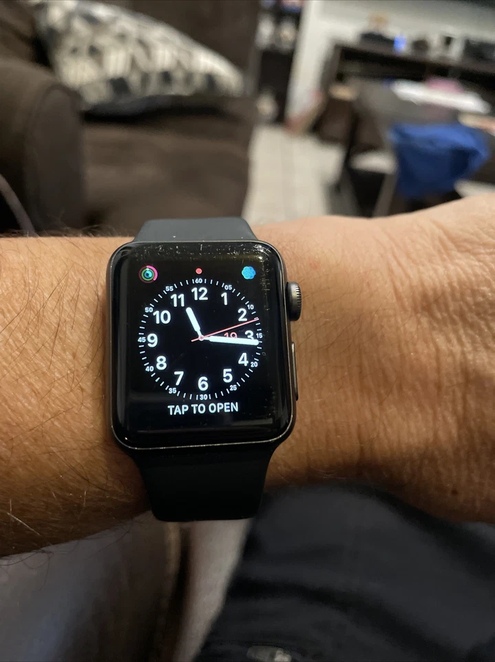 Apple Watch Series 3 38mm Space Gray Aluminum Case Black Sport Band Smart Watch - Image 1 of 1