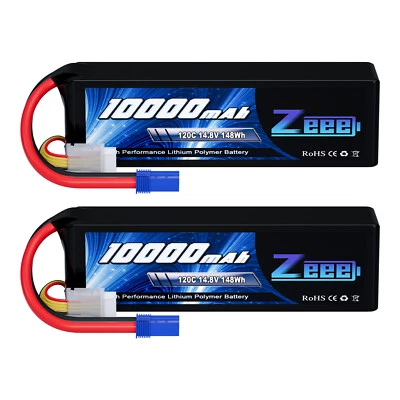 2x Zeee 4S Lipo Battery 10000mAh 14.8V 120C SoftCase EC5 for RC Car Truck Tank - Image 1 of 4