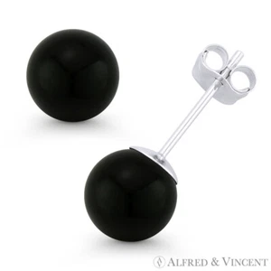 3 mm-8 mm schwarz Onyx Kugelstecker 14k 14kt Weißgold Pushback-Glockenstecker Ohrringe - Bild 1 von 1