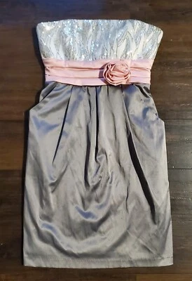 Город треугольники блестки без бретелек официальный выпускное платье подростков 9 белый серый карманы - Изображение 1 из 4