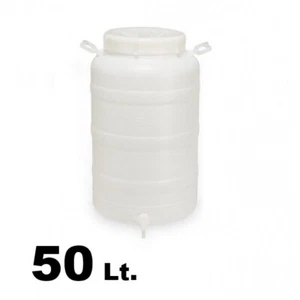 Tanica/Bidone/Fusto in plastica a bocca larga con rubinetto rimovibile 50lt. - Foto 1 di 1