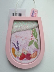 PINK HANGING WALL PLAQUE | COCKTAIL DRINK FILLED WITH GLITTER - Picture 1 of 5