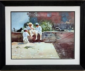 Winslow Homer "Boys and Kittens " FRAMED American Country Children Art Print New - Picture 1 of 3