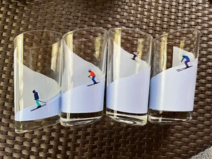 RARAS Gafas de Cóctel Italianas Highball con Esquiadores de Nieve Alpina de Invierno, Juego de 4 - Imagen 1 de 9