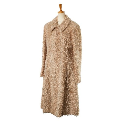 CHANEL Cappotto Lungo Giacca Donna Taglia 40 Beige Marrone Nylon Lana Originale