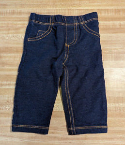 Carter's Baby Boy Size 6 Months 100% Cotton Elastic Waist Navy Blue Denim Jeans