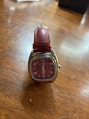 HW44 Peugeot Women's Red Boyfriend Colorful Watch w/Leather Band New Battery - image 1 of 4