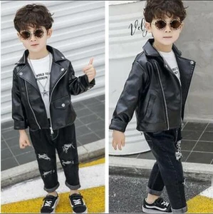 New Baby Toddler Leather Jacket Boys Kids Motorcycle Biker Coats Outerwear gift - Picture 1 of 12