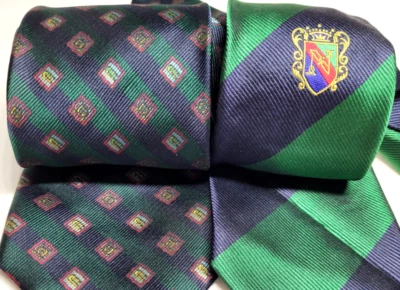 2x Corbata Cuadrada Tiras Cuadradas 100% Seda De Colección Nordstrom Costura a Mano ITALIA Verde Azul Rojo Foto 1 de 4