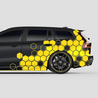Auto Favo Set Adesivi " Giallo Sole " Hexagon Honeycomb Pellicola Dekor KX078-09 - Immagine 1 di 4