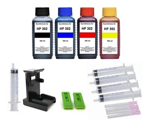✅ Nachfüllset 400 ml Nachfülltinte + Zubehör für HP 302 (XL) Schwarz + Farbe - Bild 1 von 2