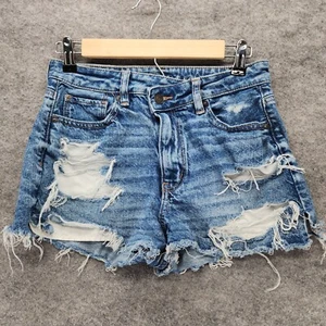 American Eagle Shorts Womens 4 Mom Strigid Distressed Blue Denim - Picture 1 of 7