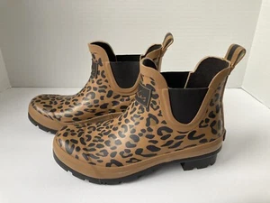 Joules Wellibob Leopard Rain Boot Wellies Women US Size 6 Rubber - Picture 1 of 10