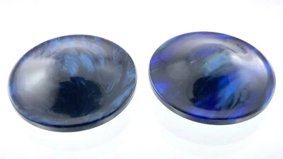 Vintage Molded Blue Marbled Plastic Garment Button Size 1.25in Set Of Two 952A - Image 1 of 4