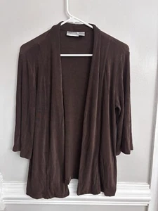 Chico's Travelers Women's SZ 1 Brown Open Cardigan Business Casual Pockets - Picture 1 of 7