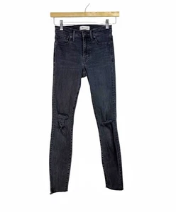 Madewell Black Women’s 9” High Rise Skinny Denim Jeans Distressed Size 25 - Picture 1 of 13