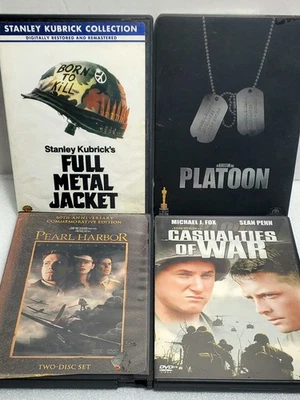 Full Metal Jacket, Platoon (Metal Case), Pearl Harbor, Casualties of War DVD LOT - Image 1 of 4