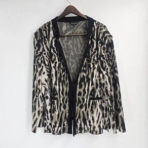 Ming Wang Print Tailored Knit Jacket Animal Women's Sz 1X Sweater Cardigan - Picture 1 of 6