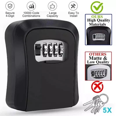 Wall Mounted Key Safe, Outdoor Security Key Lock Box 4 Combination Key Safes - Image 1 of 4