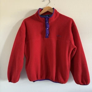VTG 90's L.L. Bean Red T Snap Fleece Kid’s Large Sweatshirt Made in USA - Picture 1 of 7