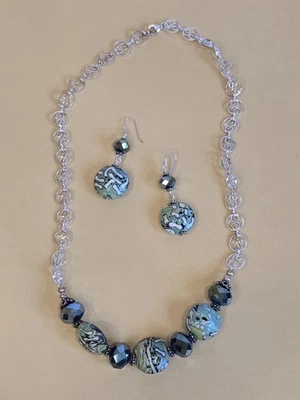 Juego de 2 piezas de vidrio facetado de cerámica verde tono plata princesa 18" hecho a mano Foto 1 de 4