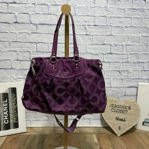 Coach Ashley OP ART TOTE BAG STYLE F20049 PURPLE PLUM W Flaws - Bild 1 von 16