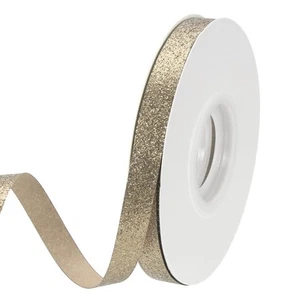 Khaki Metallic Glitter Ribbon Roll, 3/8 Inch x 25 Yards Sparkly Ribbon - Imagen 1 de 7