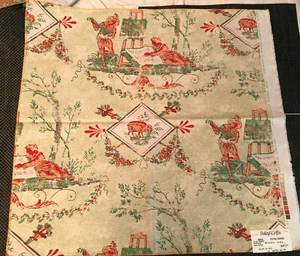 BAILEY & GRIFFIN Pastoral Serenade in Green 26 1/2 x 27" Cotton Fabric Sample - Picture 1 of 3