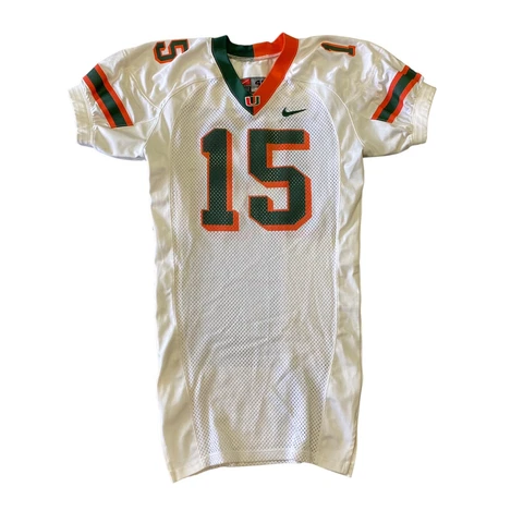 VTG NCAA #15 Kelly Miami Hurricanes Nike Game Worn Issued Football Jersey Sz 48 Cover