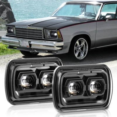 2PCS For Chevy Malibu 1978-81 El Camino 7x6" 5x7" inch LED Headlights Hi/Lo Beam - Image 1 of 4