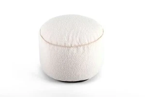 Teddy Boucle Round Footstool Bean Bag Pouffe Ottoman Low Seat 45cm x 25cm - Imagen 1 de 8