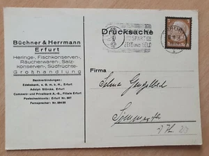 Ricevuta DR cartolina aziendale 1934 Erfurt Büchner & Herrmann Fisch negozio all'ingrosso - Foto 1 di 3
