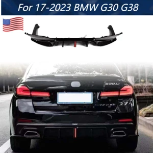Kit difusor parachoques trasero LED aleta grande negro brillante BMW G30 G38 M5 17-2023 - Imagen 1 de 6