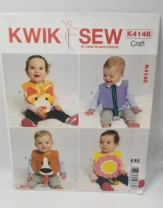 ¡SIN CORTAR! Baberos juguetones para niños patrón de costura de Kwik Sew, K4148 - Imagen 1 de 2