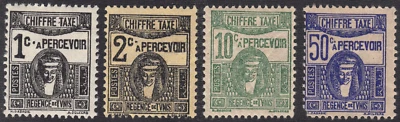 Túnez SC# J12-J20 1922-49 - Estampillas postales vencidas - 4 estampillas diferentes - M-H Foto 1 de 2