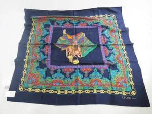 100% authentic CELINE scarf navy 87/87cm(USED) - Picture 1 of 4