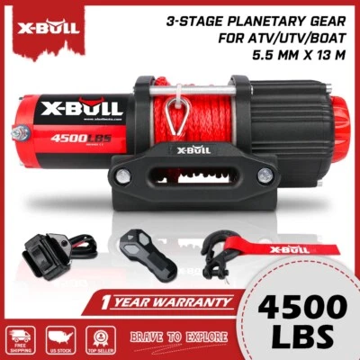 X-BULL Electric Winch 12V 4500LBS Synthetic Rope Small ATV UTV 4WD Boat Winch Foto 1 de 4