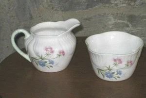 Vintage Crown Staffordshire England Bone China Creamer & Sugar Wild Flowers  - Imagen 1 de 6