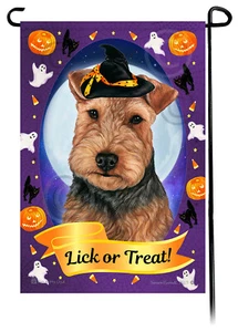 Halloween Garten Flagge - schwarz und hellbraun Welsh Terrier - Bild 1 von 1