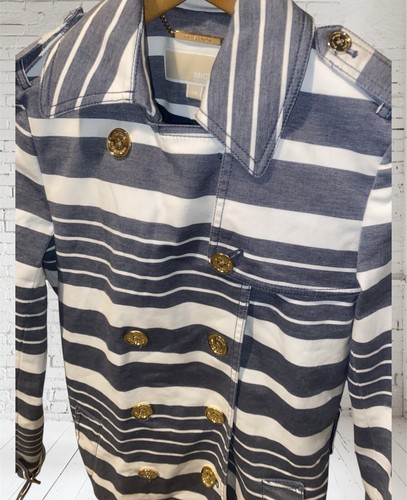 Giacca trench donna Michael Kors a righe rosso bianco e blu taglia XS