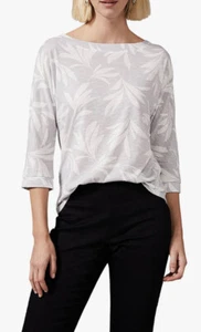 Phase Eight grau Blattmuster Ahmya Jersey Top UK 10 neu mit Etikett - Bild 1 von 11