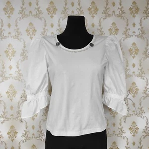 ACOGEDOR TOP DE VERANO LOOK BOHO MANGA CAMPANA RECORTADA CON HEBILLAS EDELWEISS. TALLA PEQUEÑA - Imagen 1 de 6