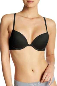 Calvin Klein Constant Plunge Push Up Bra Black 34C NWT! $42 - Picture 1 of 3