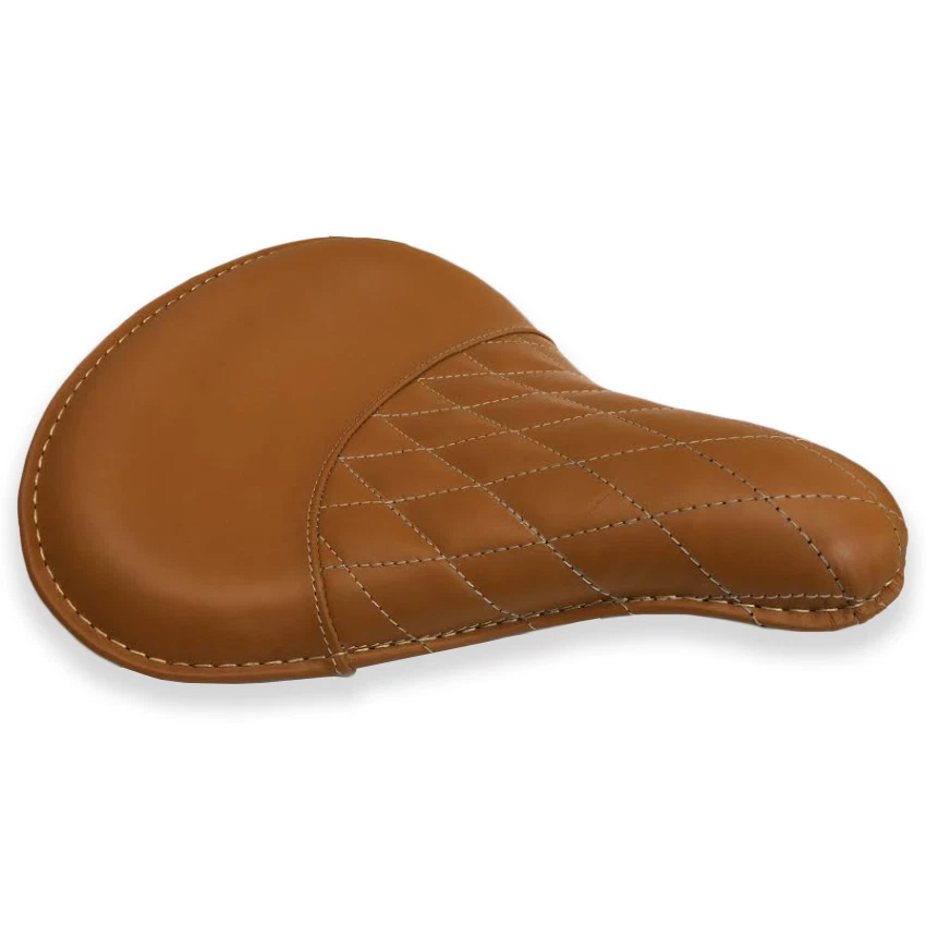 Asiento de plato profundo bobber de cuero Harley - tejido bronceado Foto 1 de 1